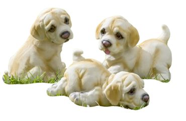 Dekofigur Jupp Hund Kunstharz hellbraun H.14 cm 3er-Set