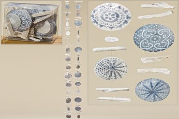 Capiz Muschel Girlande Mobile Windspiel grau mit Treibholz Stück