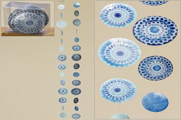 Capiz Muschel Girlande Mobile Windspiel Perlmutt blau Stück Zufallsprinzip