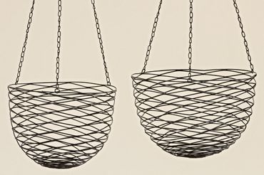 Deckenhänger Korb Hängekorb Deko Eisen schwarz 2er Set