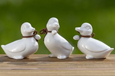 Dekfigur Lizzy Ente Porzellan weiß H 6,5 cm 3er Set