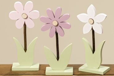 Blume Holzblume Dekoblume Tischdeko Frühling Türdeko Fensterdeko H 22 cm 3er Set
