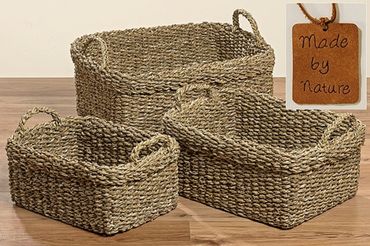 Korb Sophy  Seegras natur, 3 tlg./ 3er Set  , L: 38-53cm