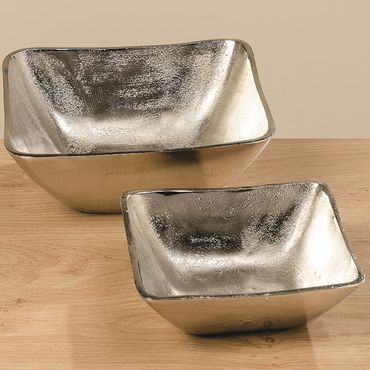 Deko Schale Aluminium vernickelt silber 2er Set