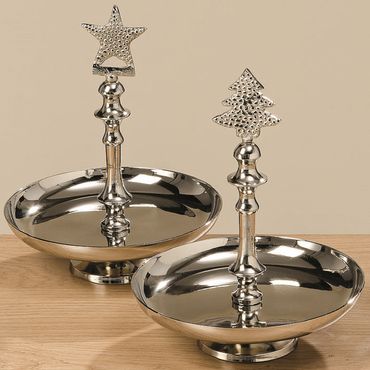 Deko Etagere Gebäckschale Plätzchenschale Aluminium H 20 cm Stückpreis