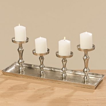 Kerzenteller Furo, 4er Aluminium vernickelt silber