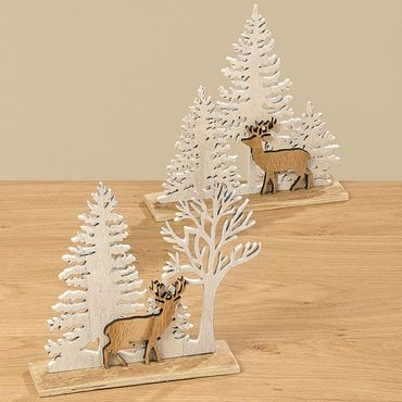 Dekoaufsteller Wald Hirsch 2 sortiert Holz H.18 cm natur Stückpreis