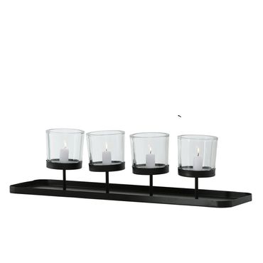 Windlicht Malina  Eisen schwarz L 79 cm