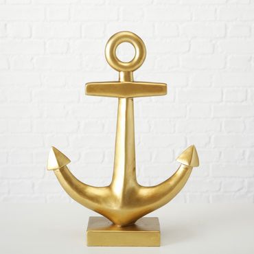 Anker Deko Kunstharz gold  H 40 cm
