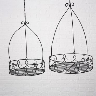 Deckenhänger Küchenhänger Korb Eisen schwarz 2er Set