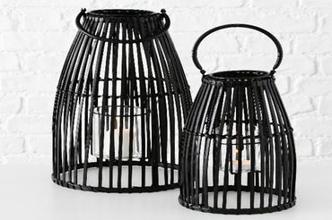 Windlicht Flint Laterne Glaseinsatz Metall schwarz H 42cm Stückpreis