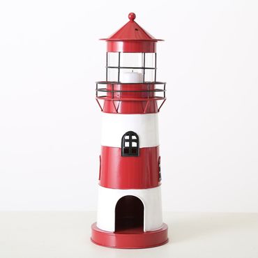 Kerzenlaterne Leuchtturm H.42 Ø.15 cm rot schwarz weiß Stückpreis