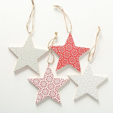 Dekoanhänger Finny Stern Holz Weihnachten Deko Ø 12 cm 4er Set