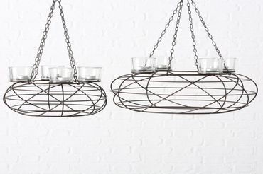 Adventskranz Hängekranz Hänge Kerzenleuchter Ø 55 cm, Metal Eisen- Retro-Braun