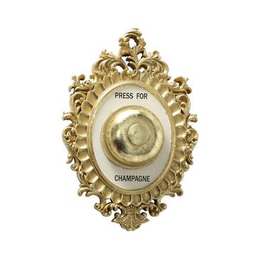 Wand-Objekt Klingel Glocke Press for Champagne gold Kunstharz L 23 cm