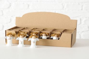 Dekofigur Hippy Engel Kunststoff H.6 cm weiß 3er Set