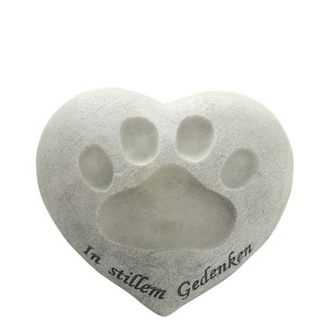 Gedenkstein Gravy Herz Pfotenabdruck grau Kunstharz H.10 cm Stückpreis