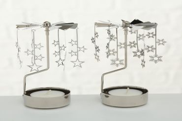 Boltze Windlicht Karussell Sterne Eisen silber H 13 cm Stückpreis