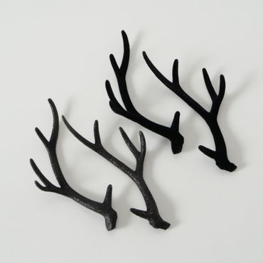 Deko Geweih Tischdeko Kunststoff schwarz 2 tlg