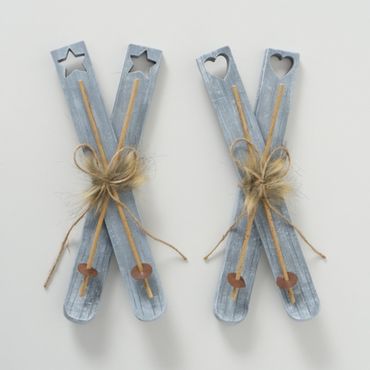 Deko Ski L 40 cm Kunstharz grau Stückpreis