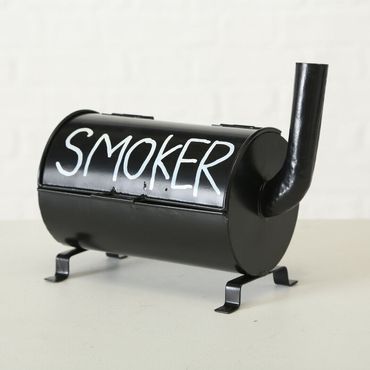 Aschenbecher Smoker Sturmaschenbecher Eisen schwarz L 20 cm