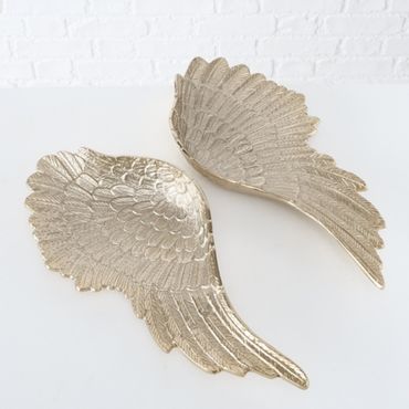 Deko Schale Flügel Engelsflügel aus Aluminium Farbe Champagner Stückpreis L 53cm