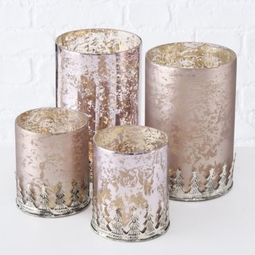 Windlicht rosè  taupe Kerzenleuchter Tannenbaum H 12-20 cm 2er Set