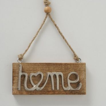 Dekoanhänger Love Home L 18 cm Mangoholz Aluminium Stückpreis Home