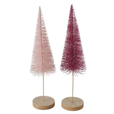 Dekoaufsteller Tarvo Weihnachtsbaum H 30 cm rosa Kunststoff 2er Set