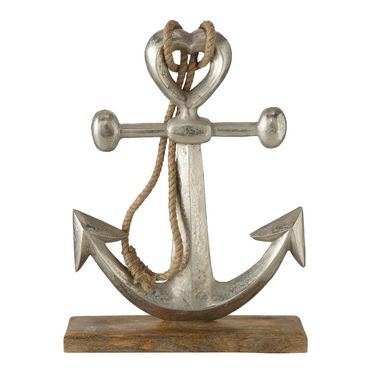 Dekoaufsteller Ayleen Anker Holz Aluminium silber H.54 cm
