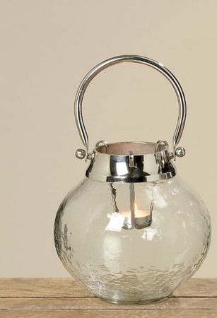 Windlicht Teelicht Glas klar Henkel zum Hängen H ca. 20 cm