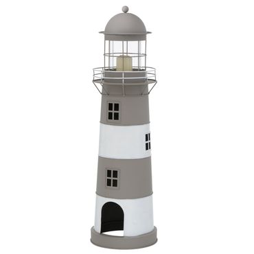 Kerzenlaterne Amrum Leuchtturm H.75 Ø 22 cm grau weiß Stückpreis
