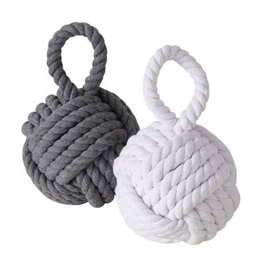 Türstopper Zuber Jute Textil H/Ø 23/15 cm weiß grau natur 2er Set