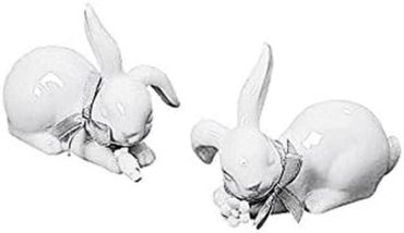 Hase liegend Porzellan weiß Ostern Deko Tischdeko 2er Set