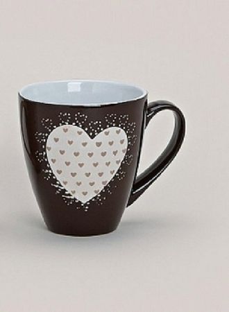 Jumbobecher mit Herz in dunkelraun Kaffeebecher Teebecher Jumbotasse