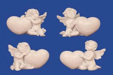 Engel sitzend neben Herz h=5cm b=6cm 12er-Set