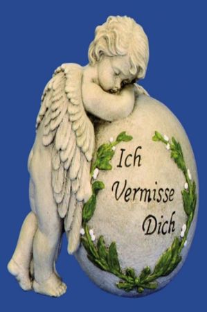 Engel an Kugel 'Ich vermisse Dich' h=19,5cm b=19cm