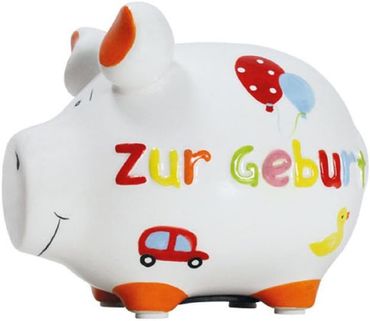 KCG Sparschwein "Zur Geburt" Keramik Bunt 12,5x9x9 K