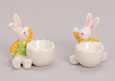 Eierbecher Keramik  weiß Höhe ca. 8,5 cm Ostern Eier Tisch Frühstück Osterhase Eierbecher Hasenmädchen