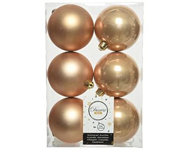 Christbaumkugeln Weihnachtskugeln bruchfest Ø 8 cm 6 Stück beige creme glanz / matt