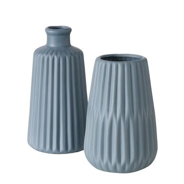 Vase Blumenvase Porzellan Esko blau H 18 cm oval 2er Set