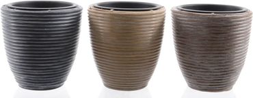 Blumentopf Pflanztopf Poly-Rattan hellbraun/dunkelbraun/hellgrau