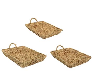 Tablett rechteckig Griff Wasserhyazinthe 44x34x7 cm mittel