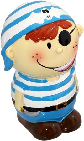 Spardose KCG 'Pirat mit blau/weißen Kopftuch' Polyresen