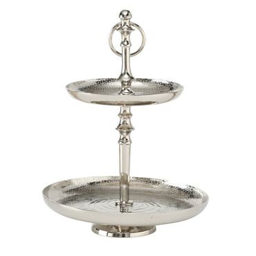 Etagere Fortuna 2 Ebenen Aluminium H 30cm Ø 23cm silber
