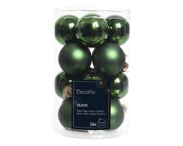 Christbaumkugeln Weihnachtskugeln Glas Ø 3,5 cm 16 Stück piniengrün 