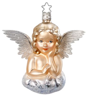 Christbaumschmuck Engel Glas 11 cm beige