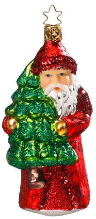 Christbaumschmuck Weihnachtsmann Glas 12,5 cm rot-grün