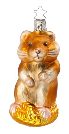 Christbaumschmuck Hamster Glas 11 cm braun