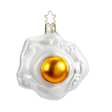 Christbaumschmuck Spiegelei Glas 8 cm weiß/gold